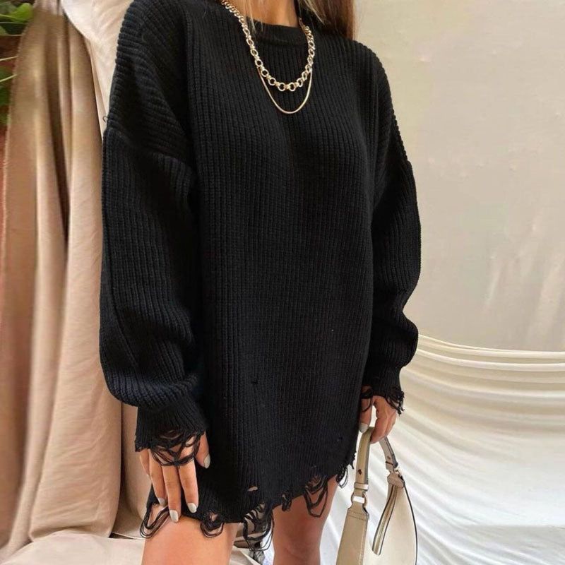 Hey Now Broken Solid Color Loose Sweater 10