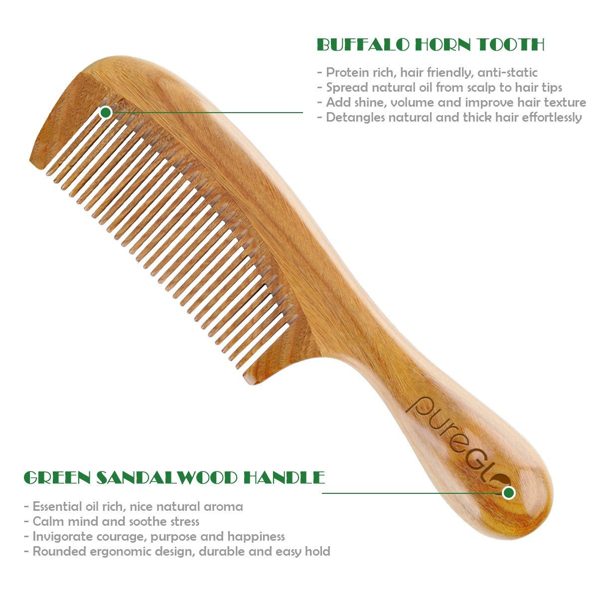 No Static Detangling Handmade Natural Fine Tooth Wooden Comb