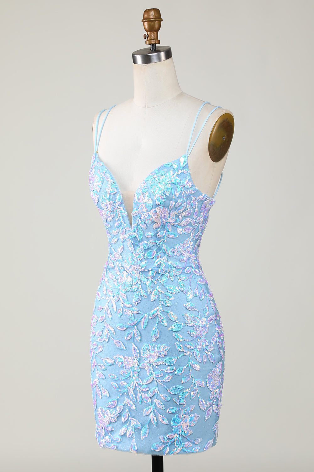 Bodycon Spaghetti Straps Homecoming Party Dress With Aqqliques