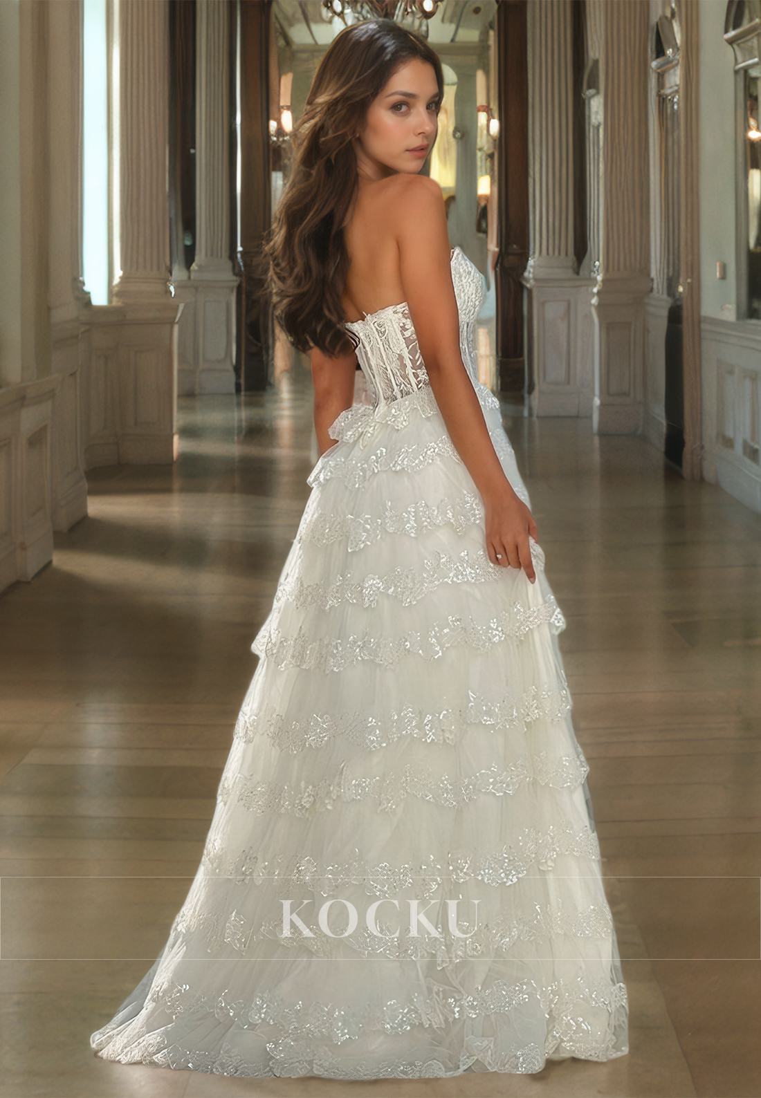 Sweetheart A-Line Sleeveless Stripe Appliques Lace Long Ball Gown Party Prom Dress with Slit