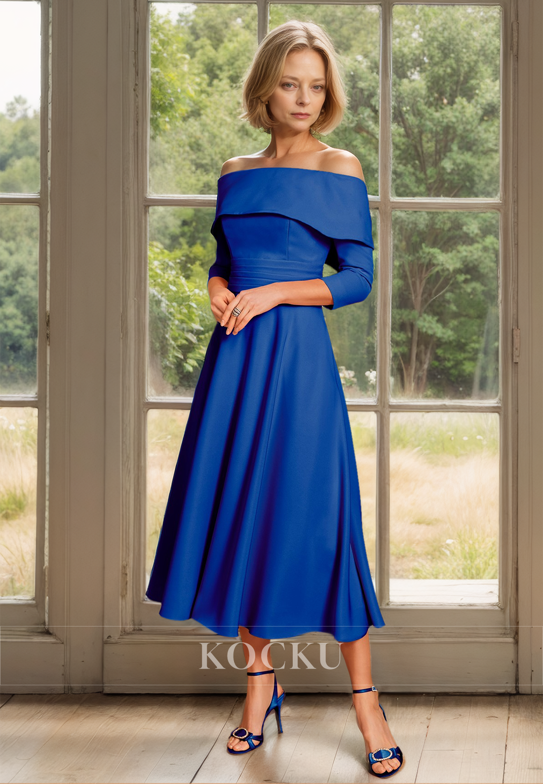 Tube Top Long Sleeves A-Line Pleated Satin Cocktail Dress with Bow Tie Mother of Groom