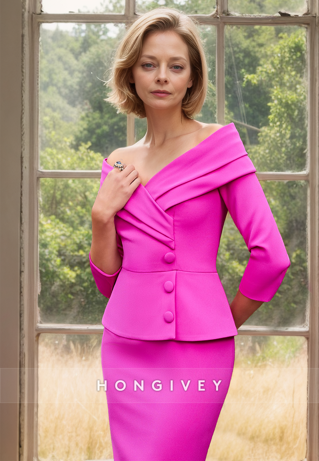 Classic Long Sleeves Two Piece Mother of the Bride/Groom Dress