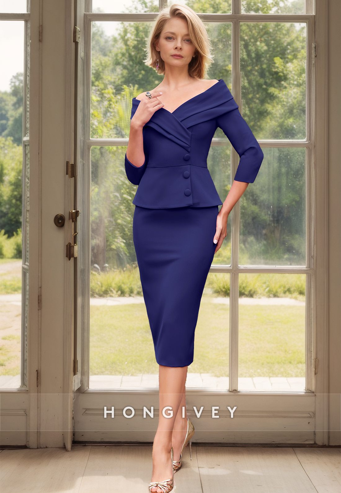 Classic Long Sleeves Two Piece Mother of the Bride/Groom Dress