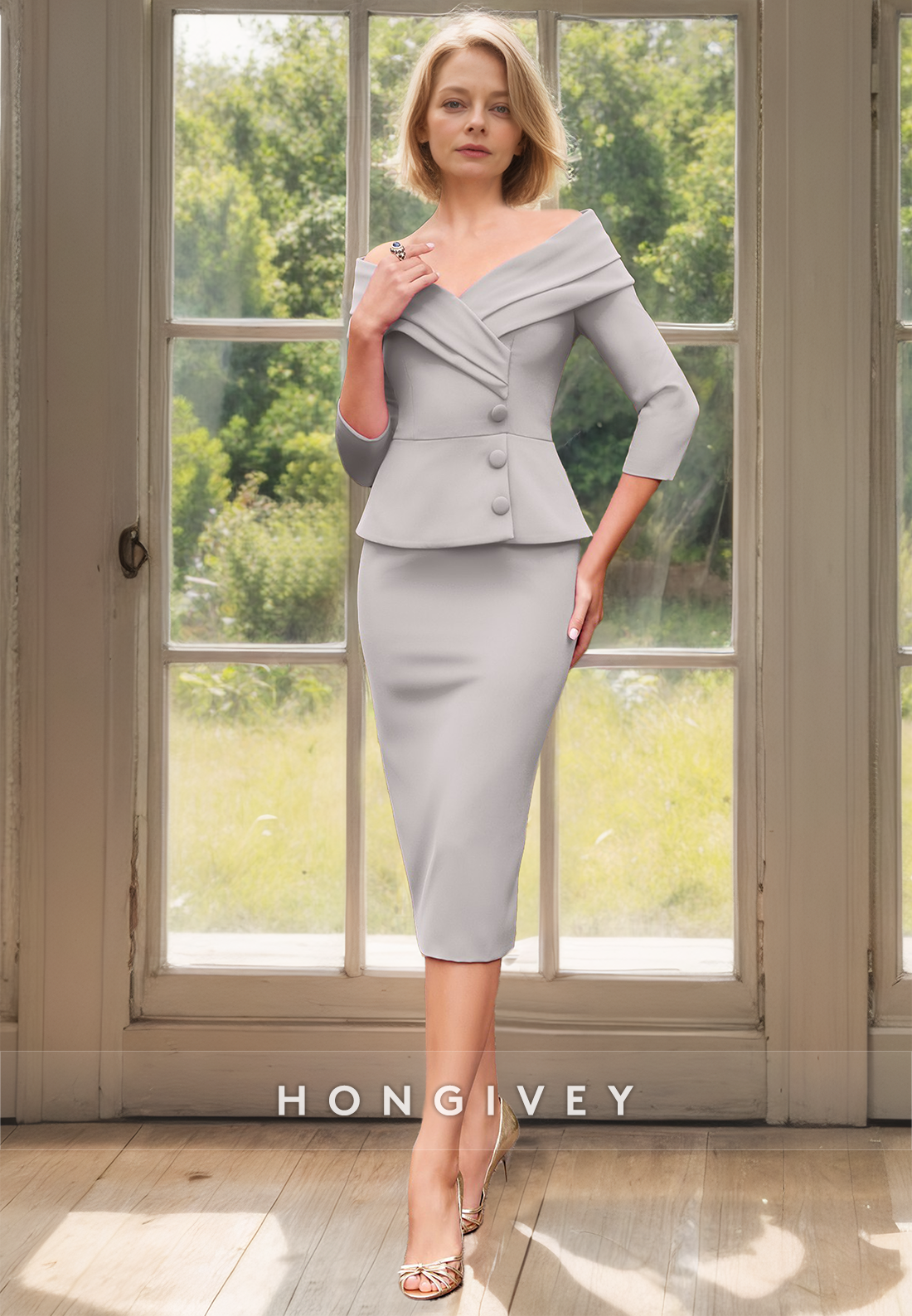 Classic Long Sleeves Two Piece Mother of the Bride/Groom Dress