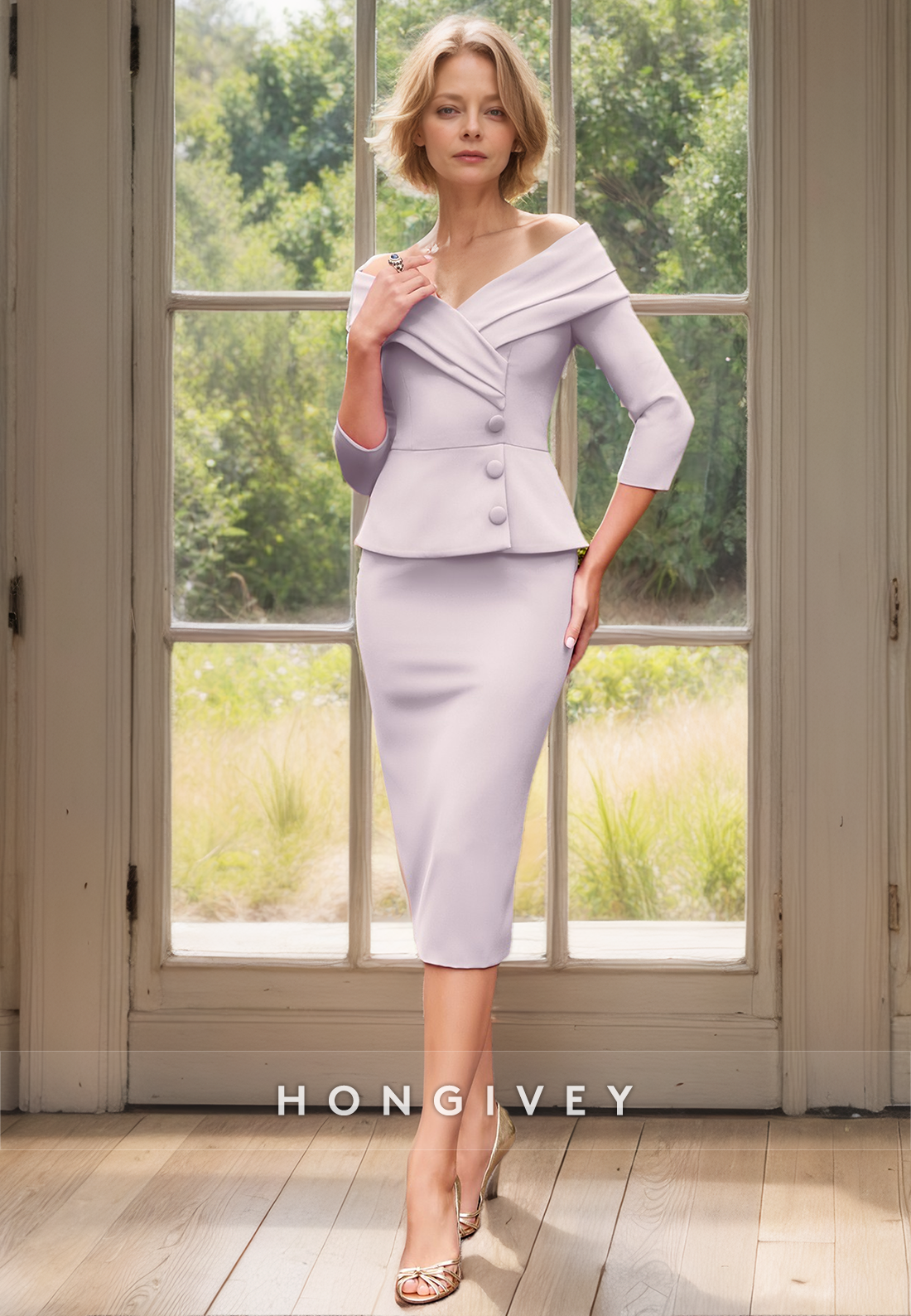 Classic Long Sleeves Two Piece Mother of the Bride/Groom Dress