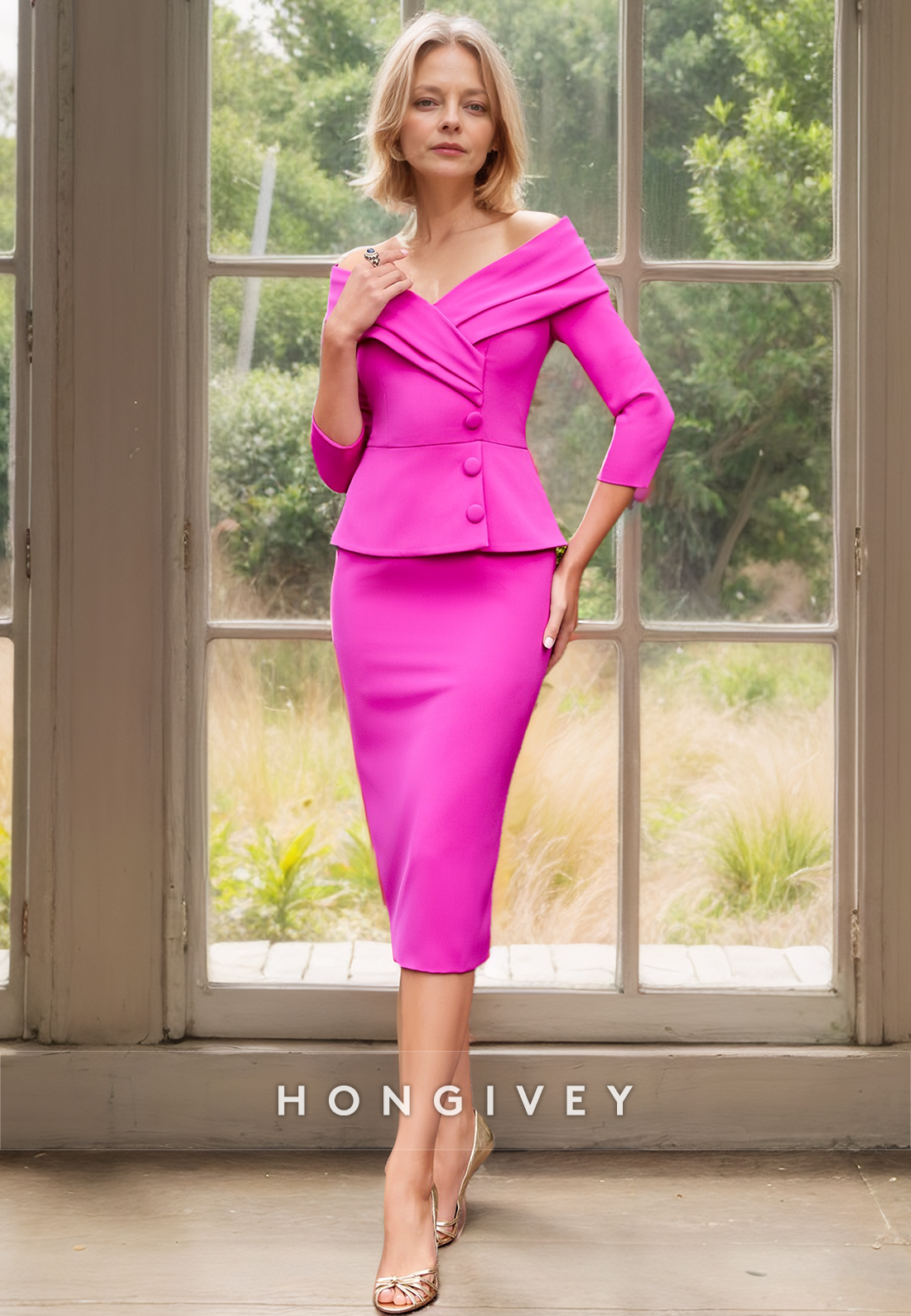 Classic Long Sleeves Two Piece Mother of the Bride/Groom Dress
