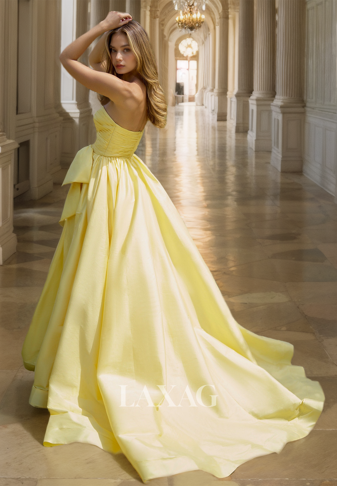 Asymmetrical-Sweetheart One-Strap Sleeveless A-Line Prom Dress Pleated Satin Evening Gowns with High Slit