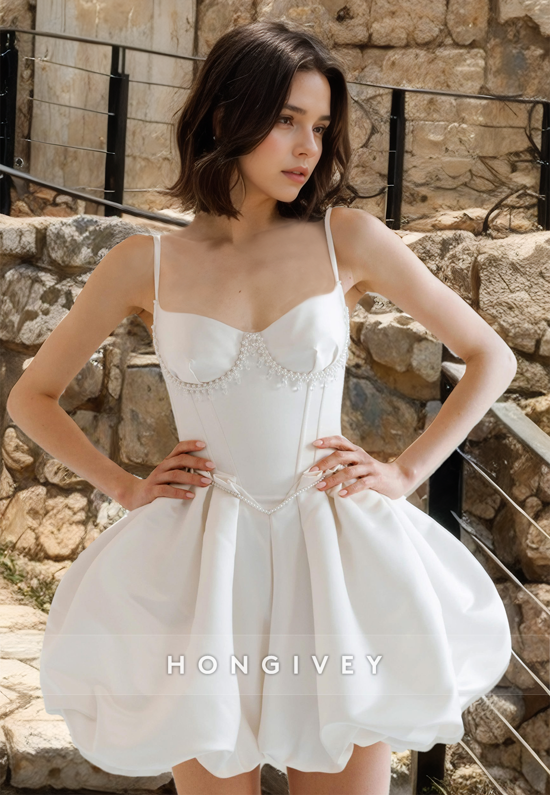 Short Sleeveless Wedding Dress Sweetheart Straps A-Line Bridal Dresses