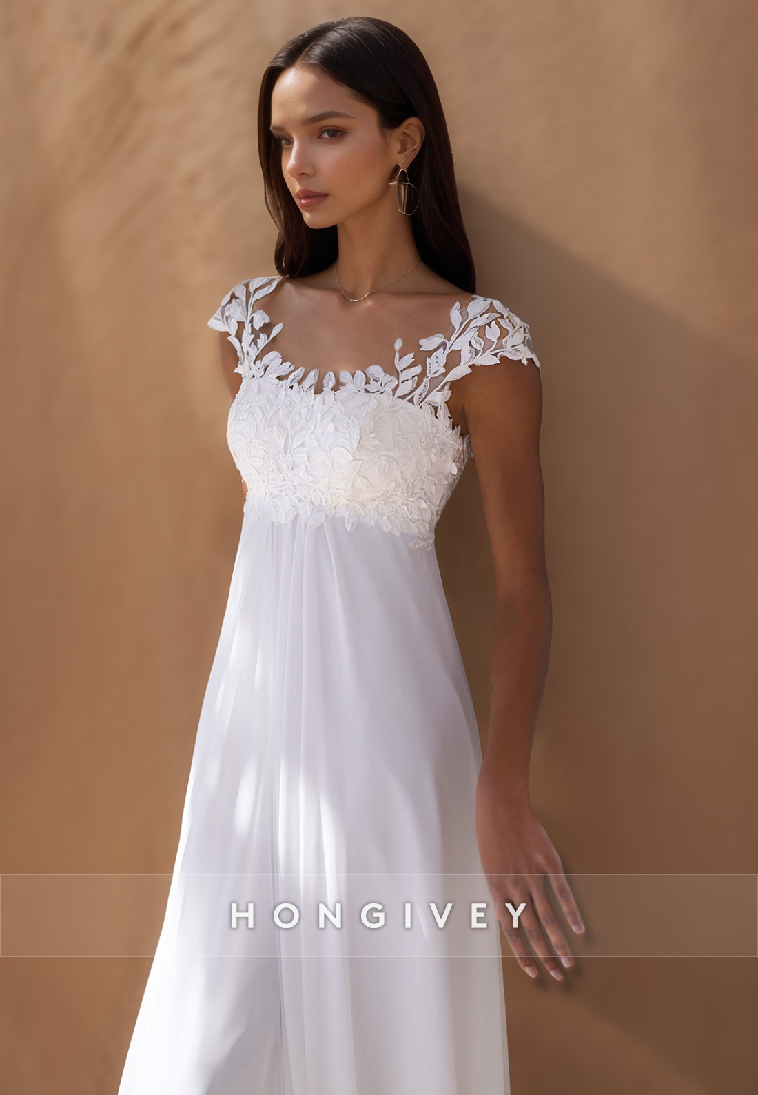 A-Line Sweetheart Lace appliques Simple Beach Wedding Dresses