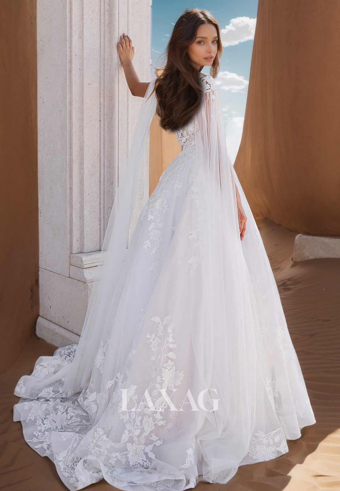 Plunging V-Neck Applique Sequined Pleated Bride Gowns Sleeveless Tulle A-Line Wedding Dress