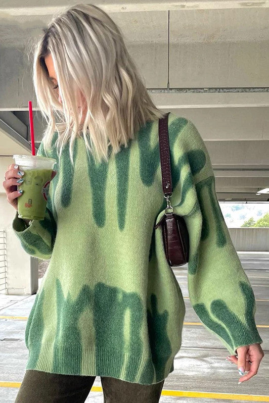 ShoptheCIC Tie Dye Oversized Knit Sweater for Cozy Style