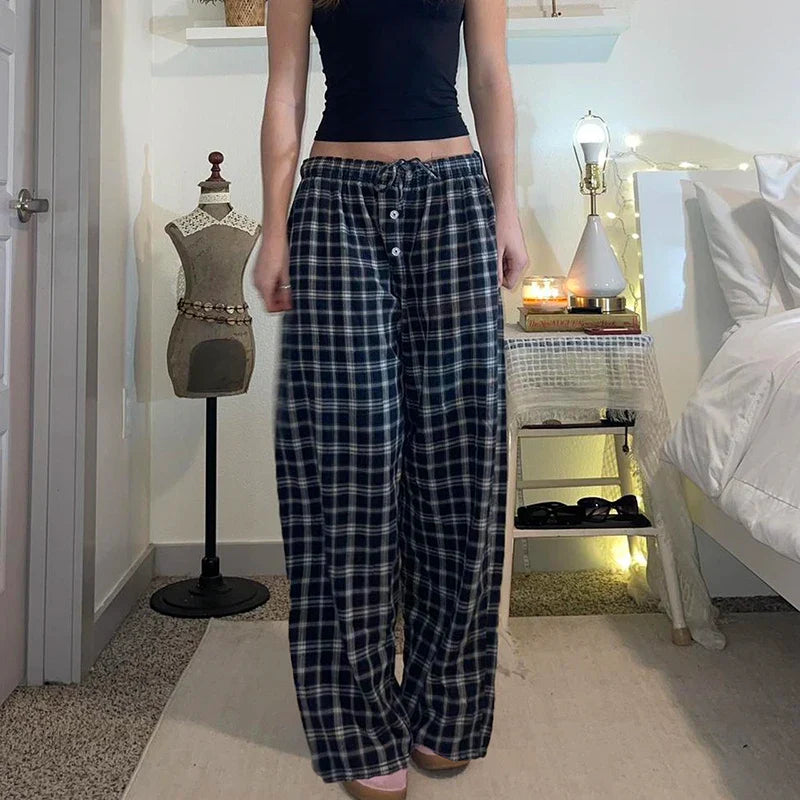 Plaid Straight Vintage Loose Fit Jogger Pant