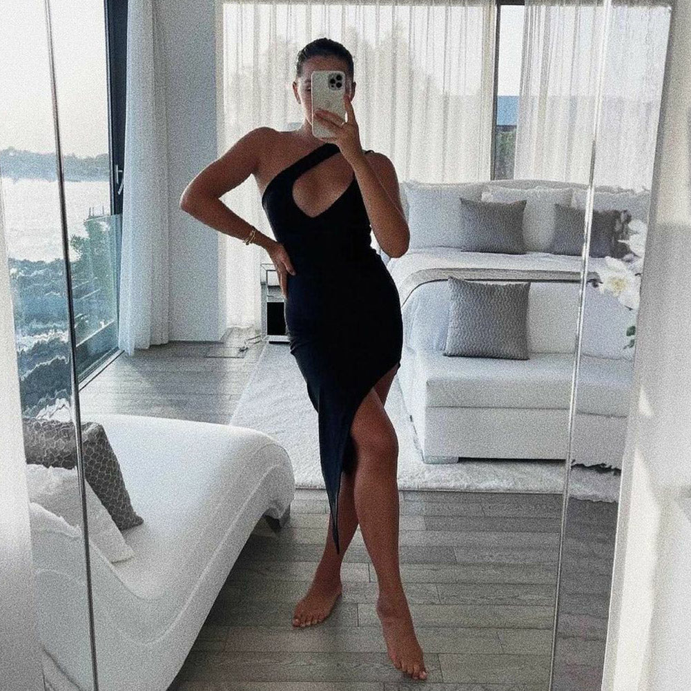 One-Shoulder Sweetheart Asymmetric Hem Bodycon Mini Dress 4