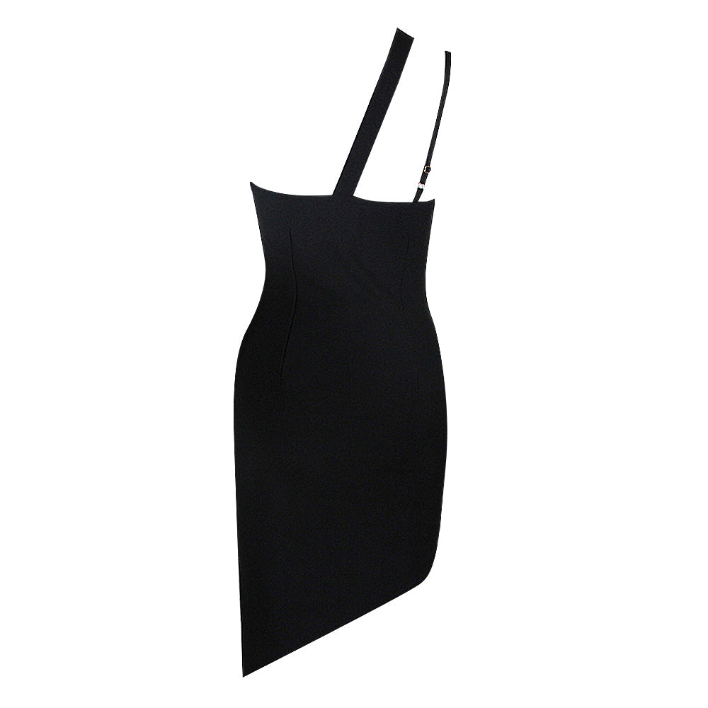 One-Shoulder Sweetheart Asymmetric Hem Bodycon Mini Dress 8