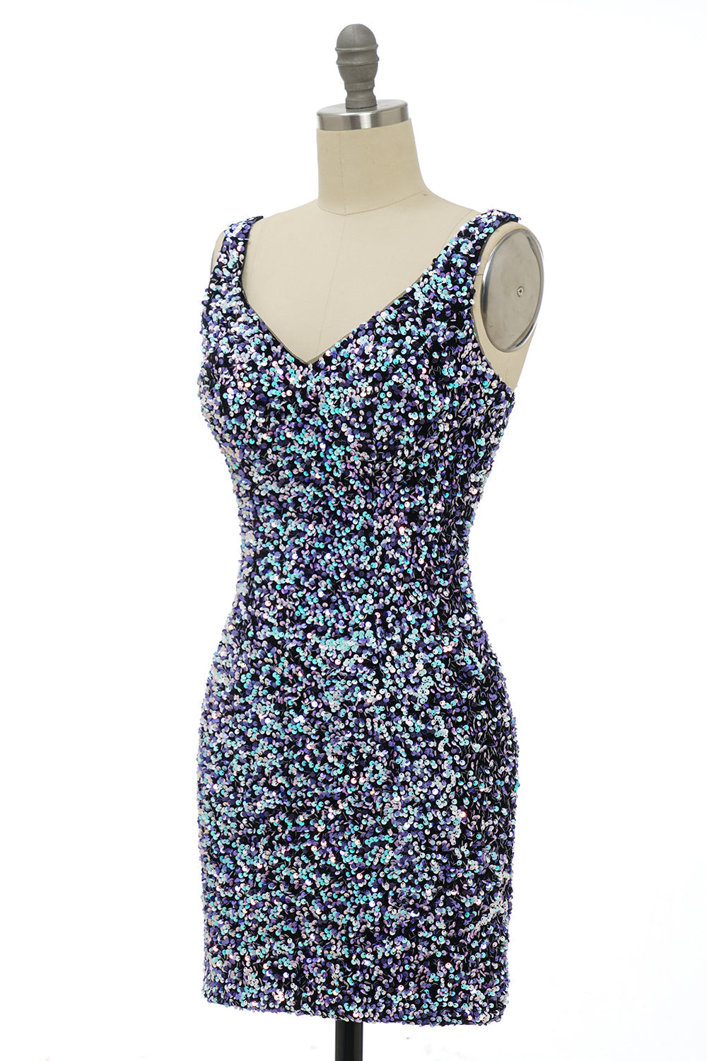 Black Sequin Fitted Homecoming Dress - Fashionpara