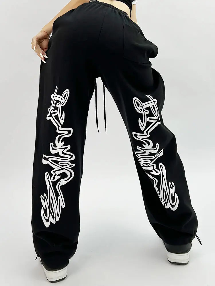 Gothic Hip Hop Grunge Black Jogging Pants