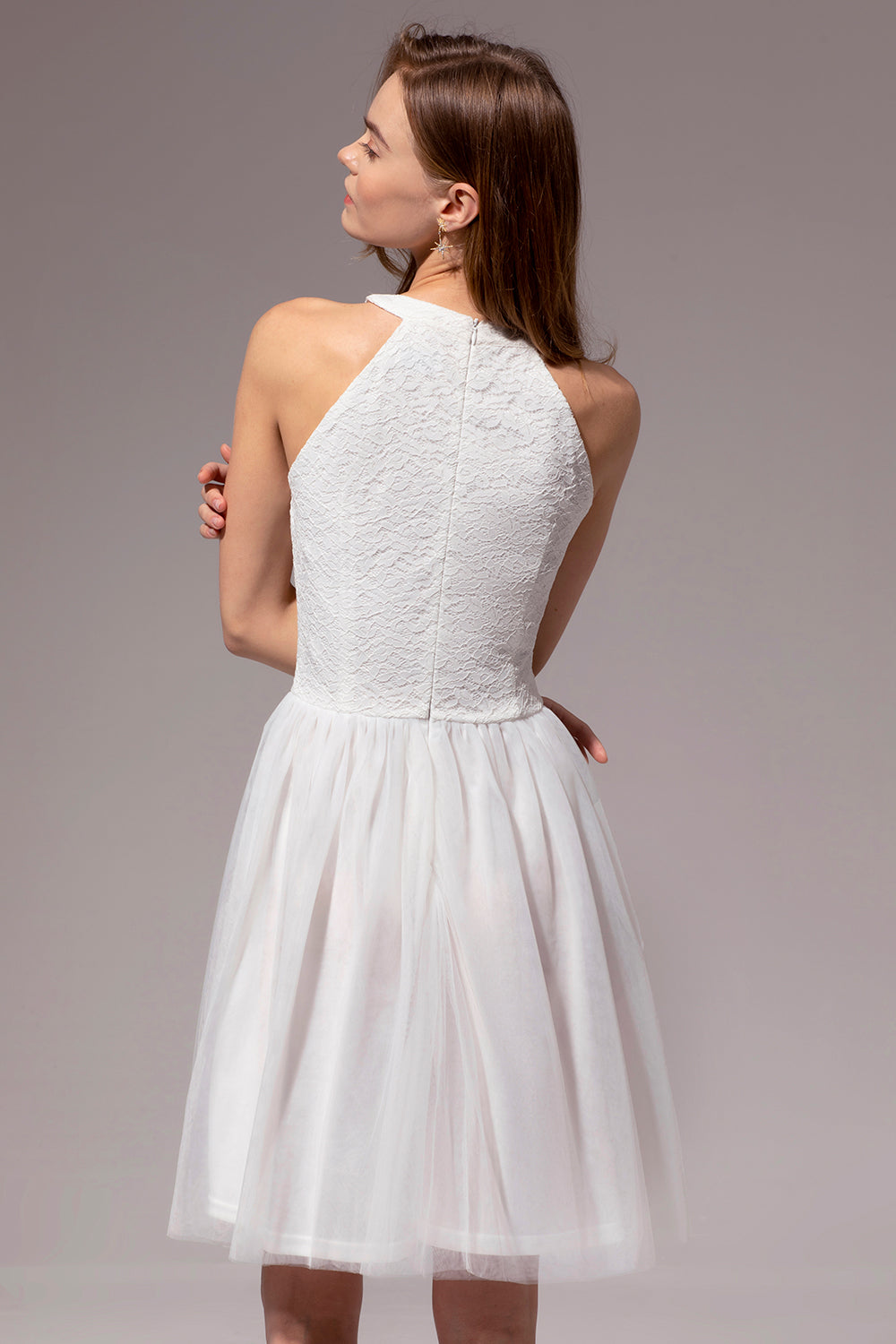 Halter Lace Homecoming Dress - Fashionpara