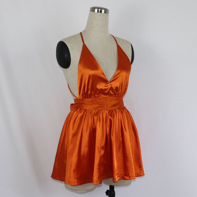 Back Cross Lace Up Bow Tie Strap Dresses 9