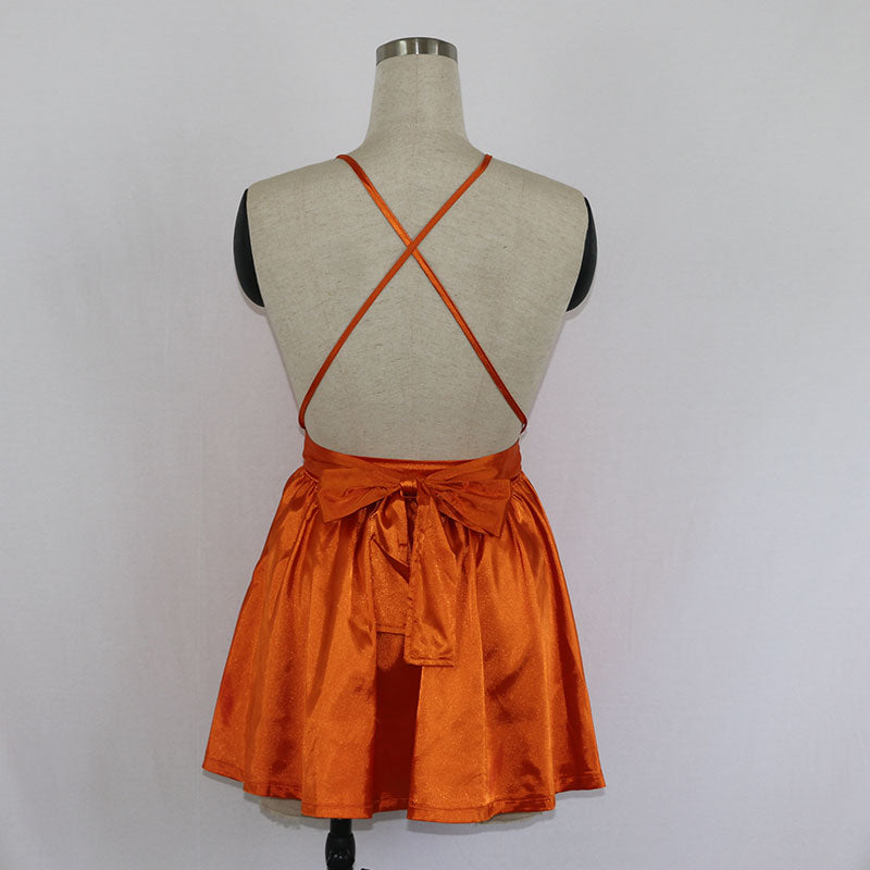 Back Cross Lace Up Bow Tie Strap Dresses 10