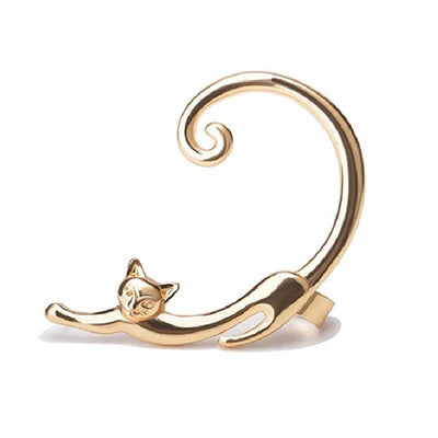 Adorable Feline Clip On Ear Cuff Wrap Earring
