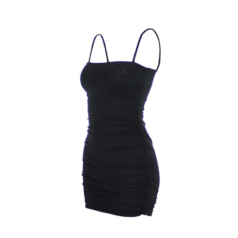Mesh Square Neck Spaghetti Strap Ruched Bodycon Mini Dress 14