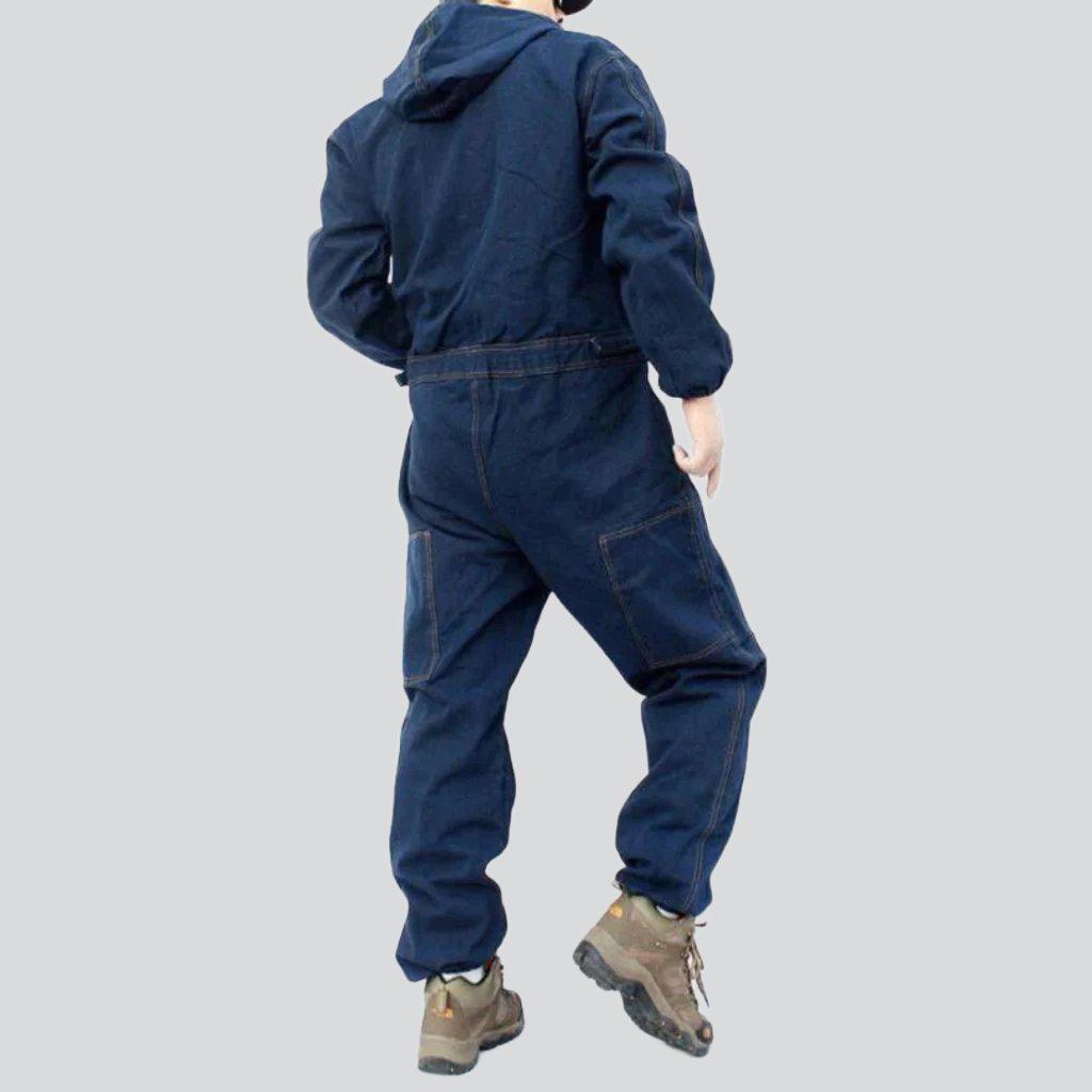 Workwear denim overall with zipper - Fashionpara