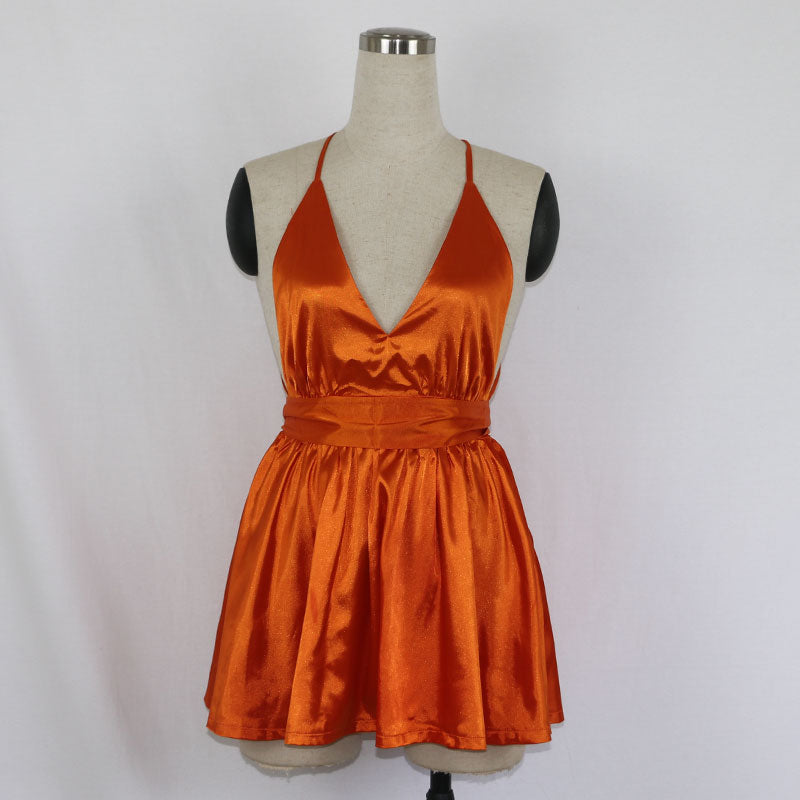Back Cross Lace Up Bow Tie Strap Dresses 8