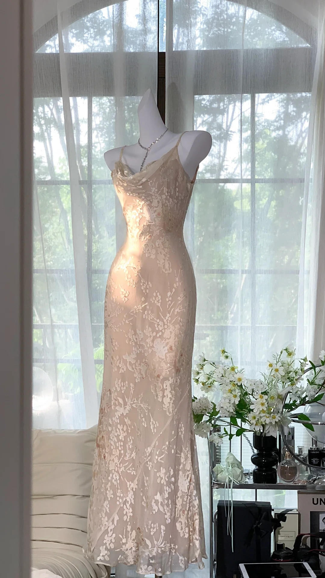 Charming Spaghetti Straps Chiffon Print Floral Mermaid Prom Dress Birthday Party Dress D1315