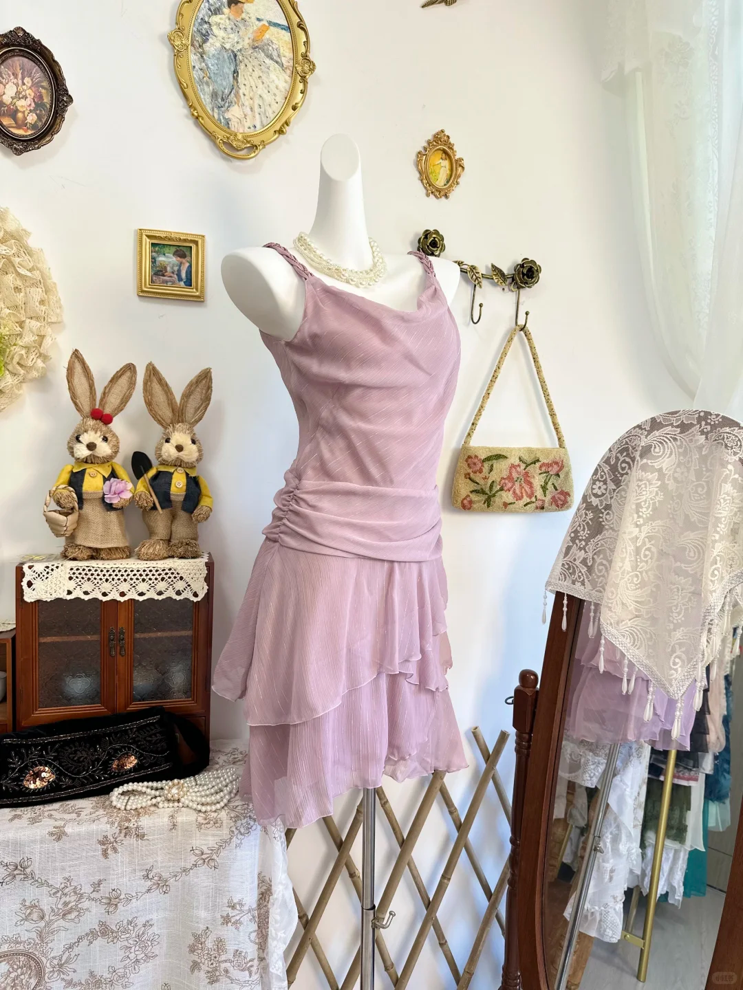 Elegant Spaghetti Straps Purple Chiffon Short Party Dress Formal Graduation Homecoming Dress D307