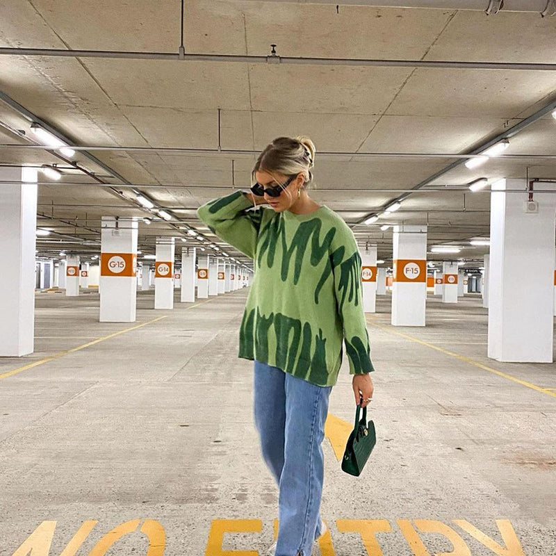 ShoptheCIC Tie Dye Oversized Knit Sweater for Cozy Style