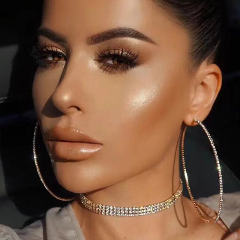 Sparkling Rhinestone Crystal Big Hoop Earring