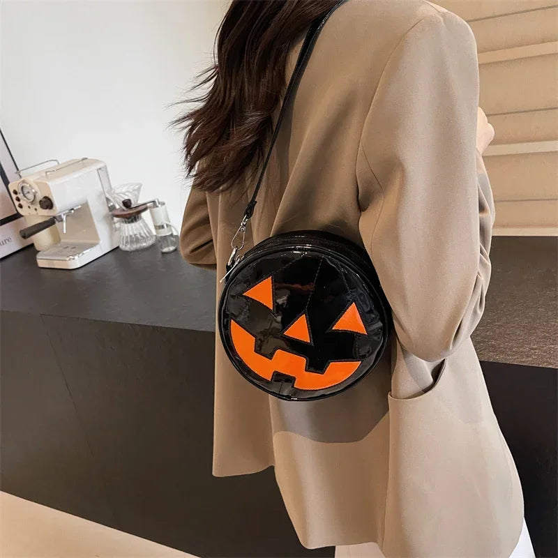 Halloween Pumpkin Head Gothic Party Evening Clutch Spooky Crossbody Bag Black / Mini(Max