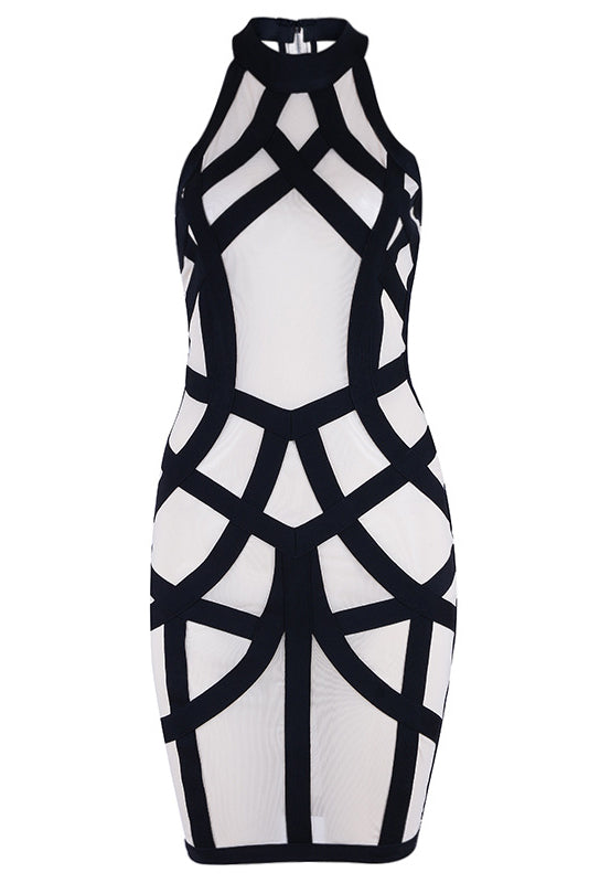 Halter Backless Knit Bandage Cocktail Dress - Mislish