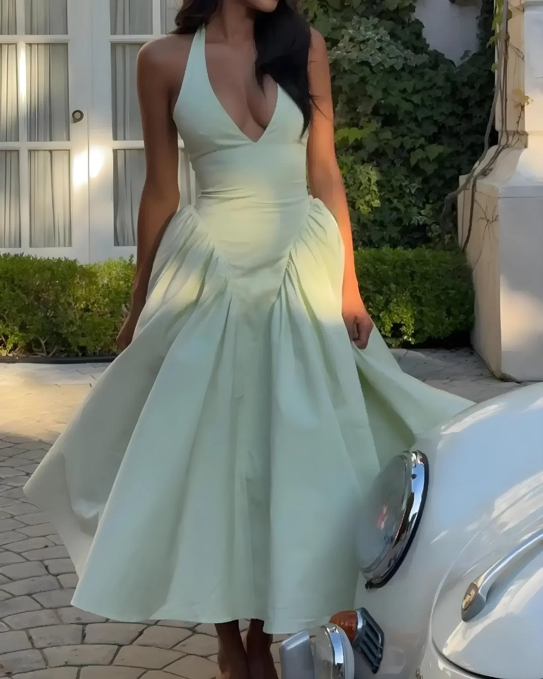 Halter Neck Corset Midi Dress