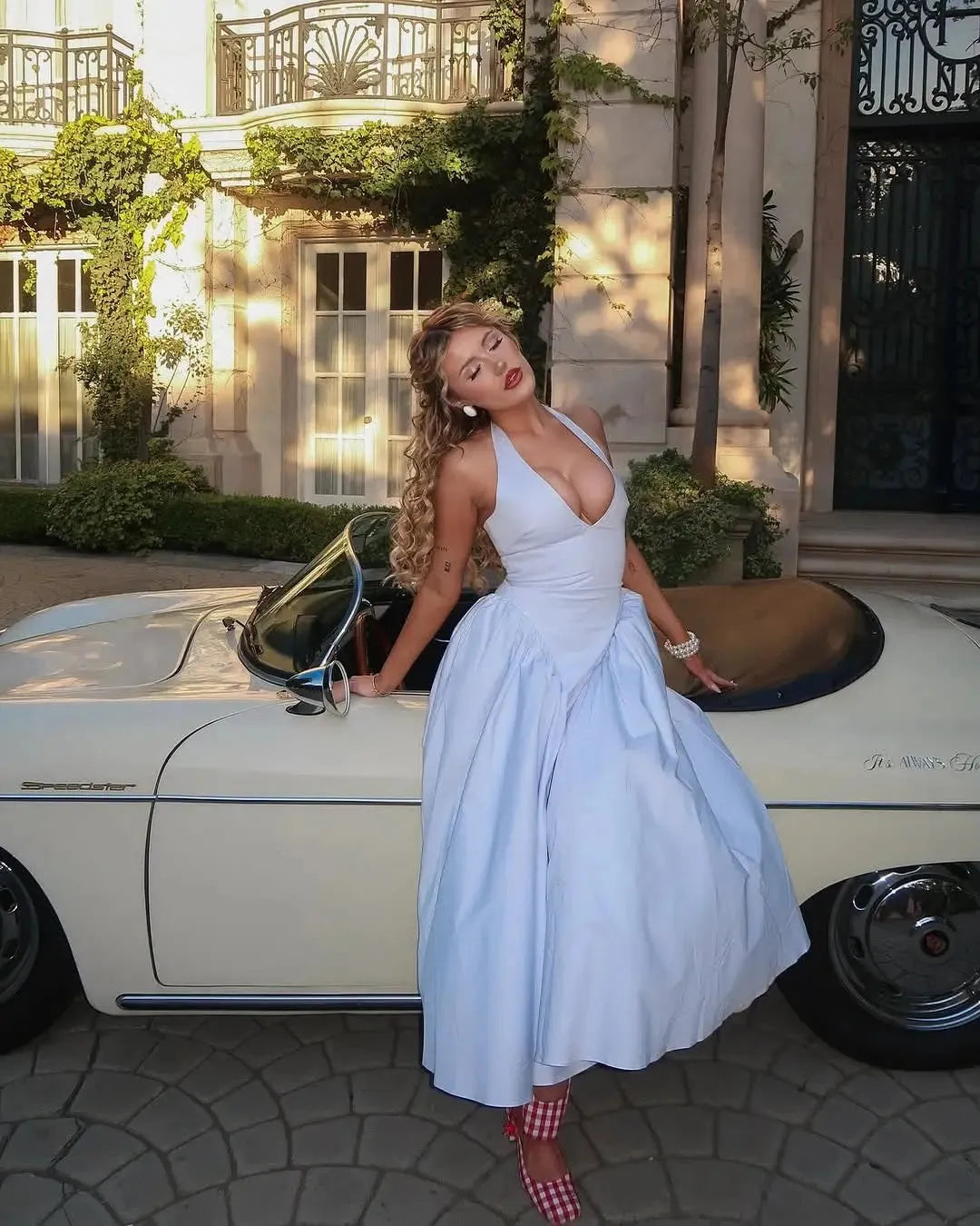 Halter Neck Corset Midi Dress - Fashionpara