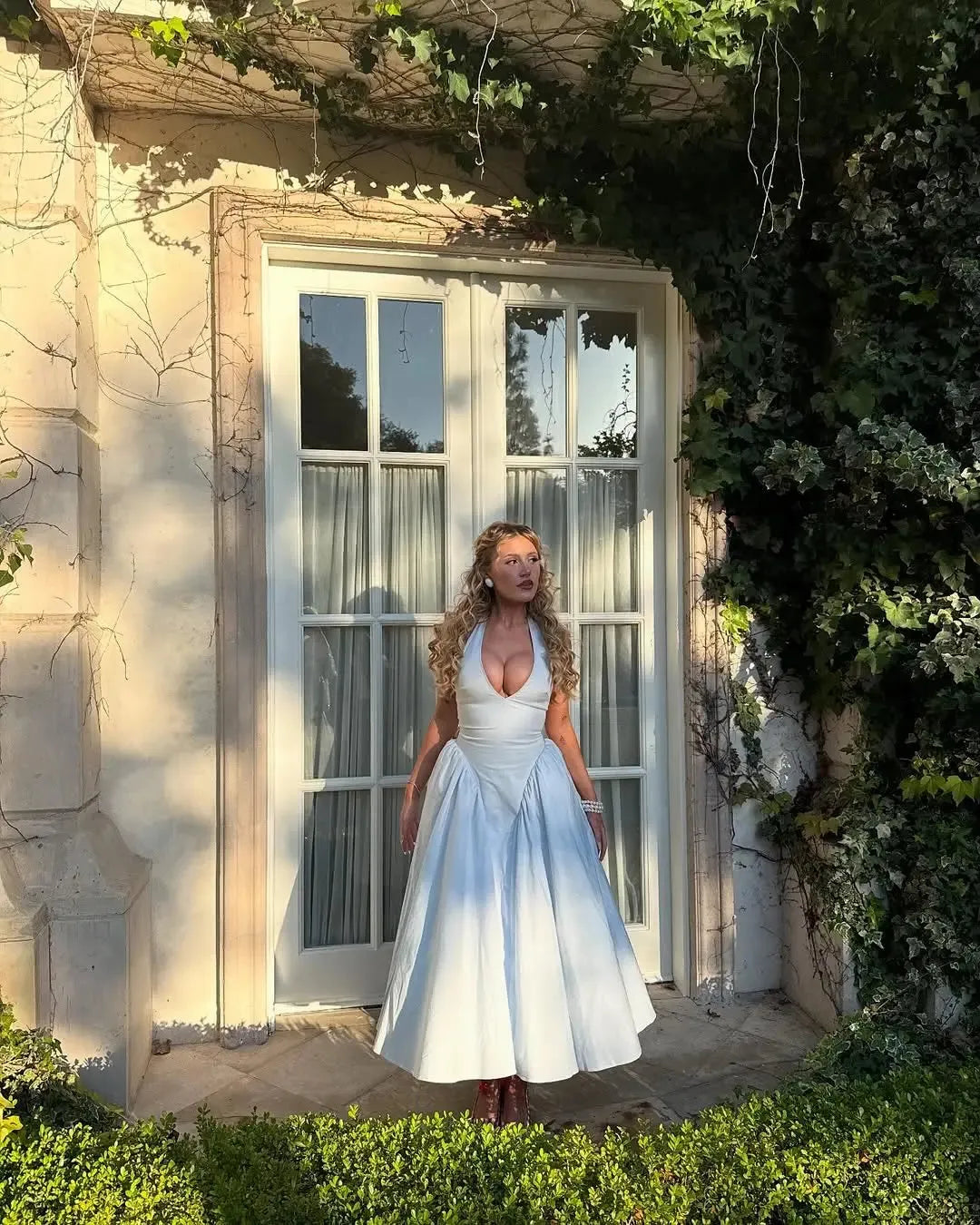 Halter Neck Corset Midi Dress - Fashionpara