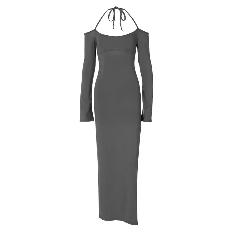 Backless Halter-Neck Maxi Dress
