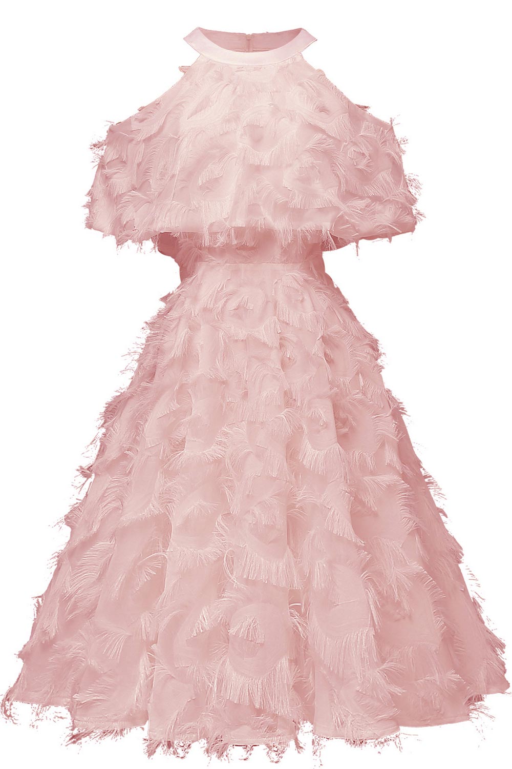 Halter Sleeveless Overlay Cocktail Dress - Mislish