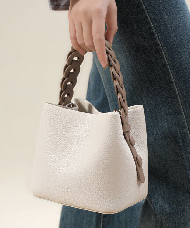 Leather Handbag Handmade Tote Versatile Yellow Faux