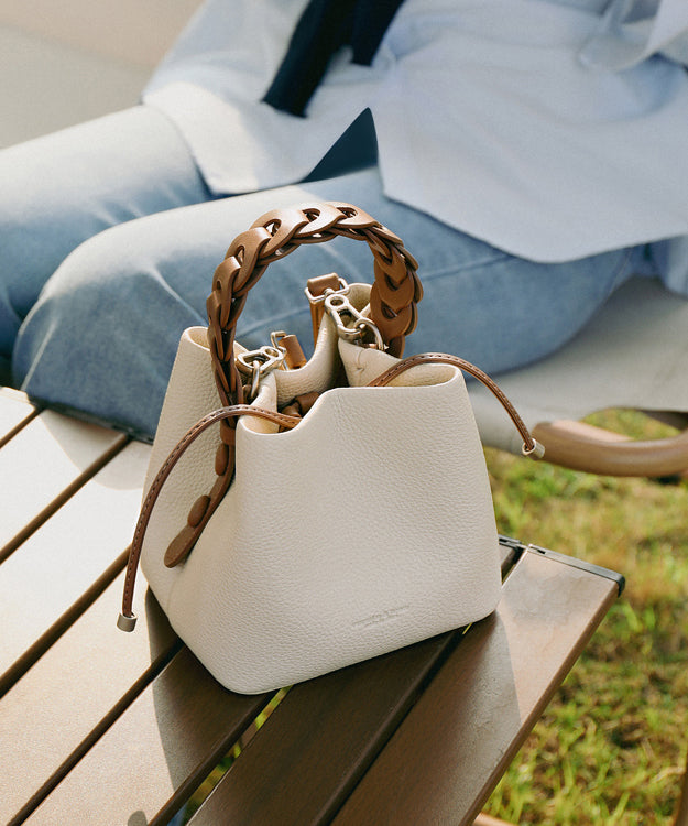 Leather Handbag Handmade Tote Versatile Yellow Faux