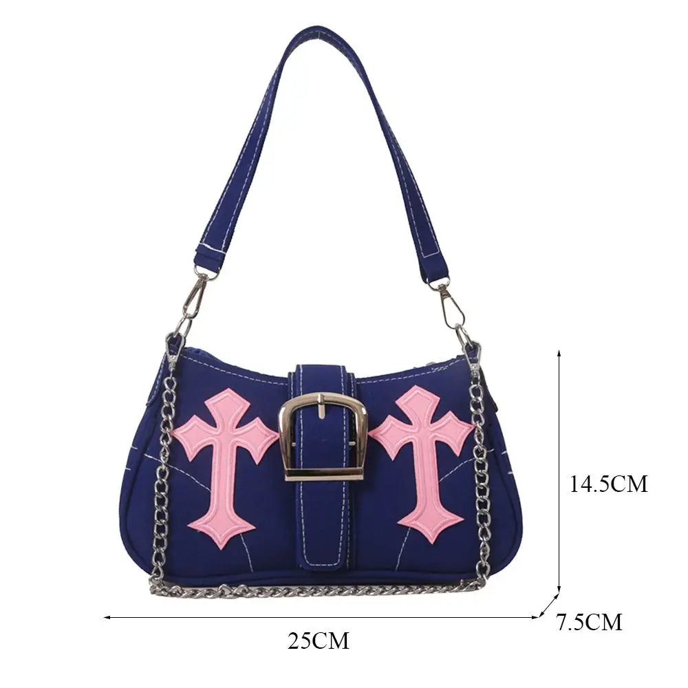 Hasp Metal Buckle Canvas Shoulder Bag