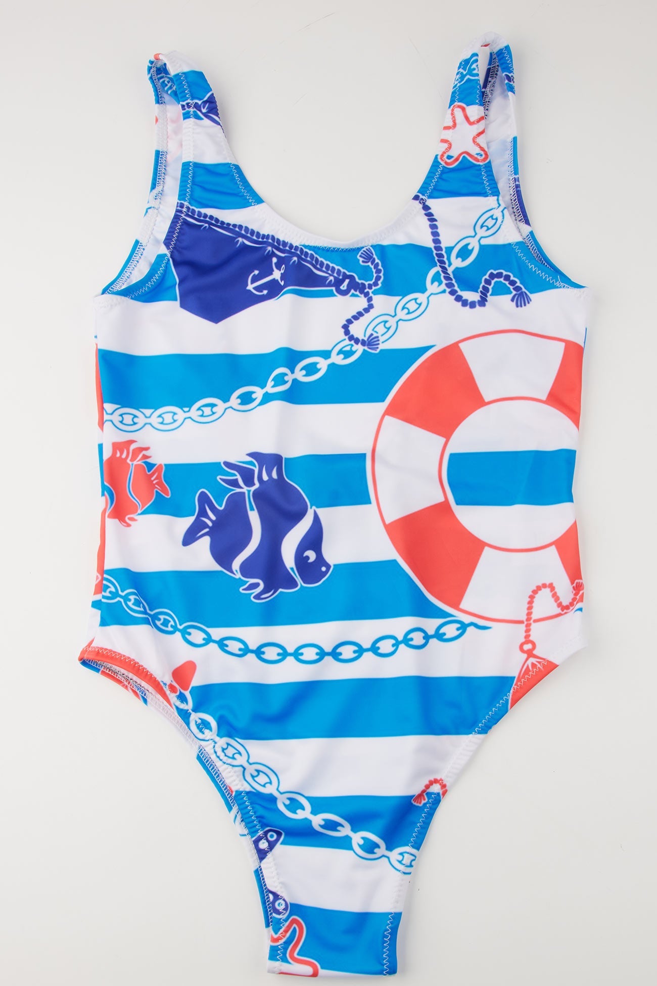 Hawaiian Style Print One Piece Swimsuit