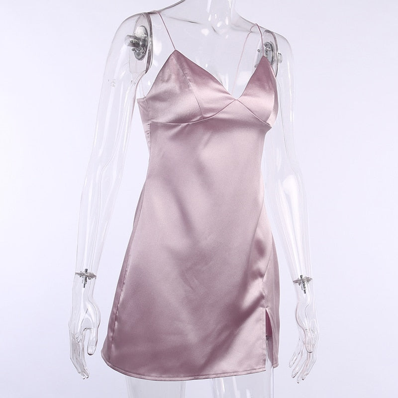 Spaghetti Split Hem Sleeveless Skinny Dresses 8