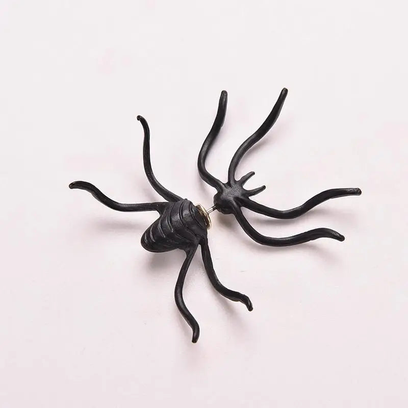 Halloween Dark Spider Amulet Stud Earring