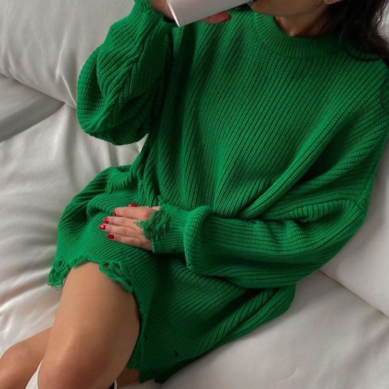 Hey Now Broken Solid Color Loose Sweater 4