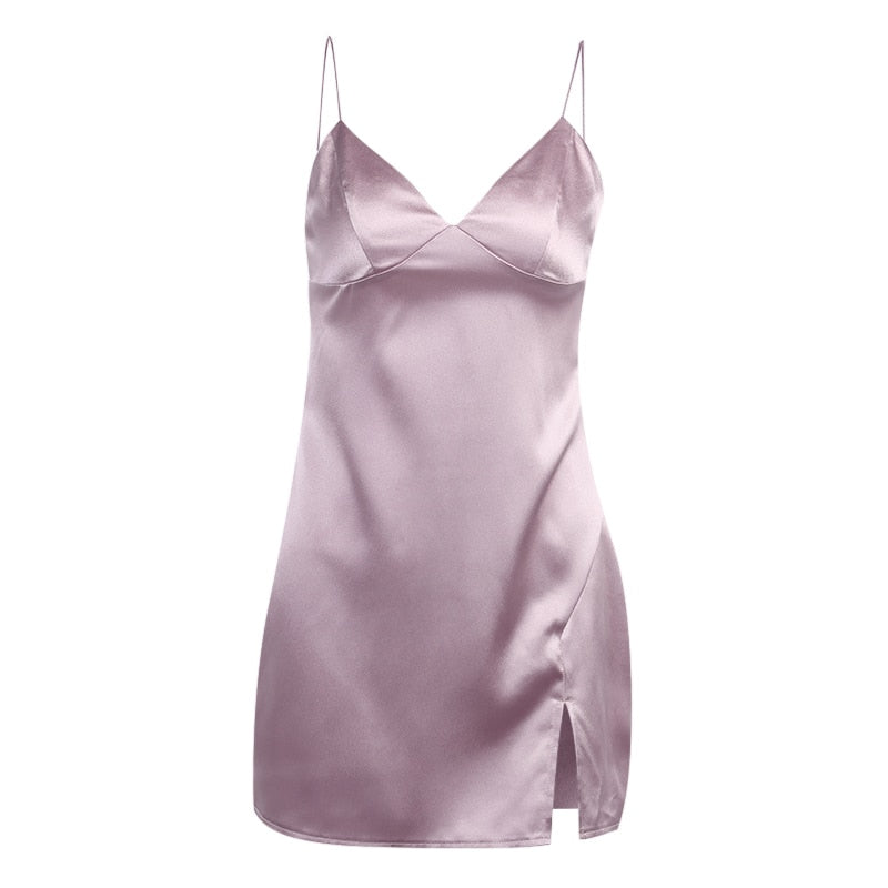 Spaghetti Split Hem Sleeveless Skinny Dresses 18