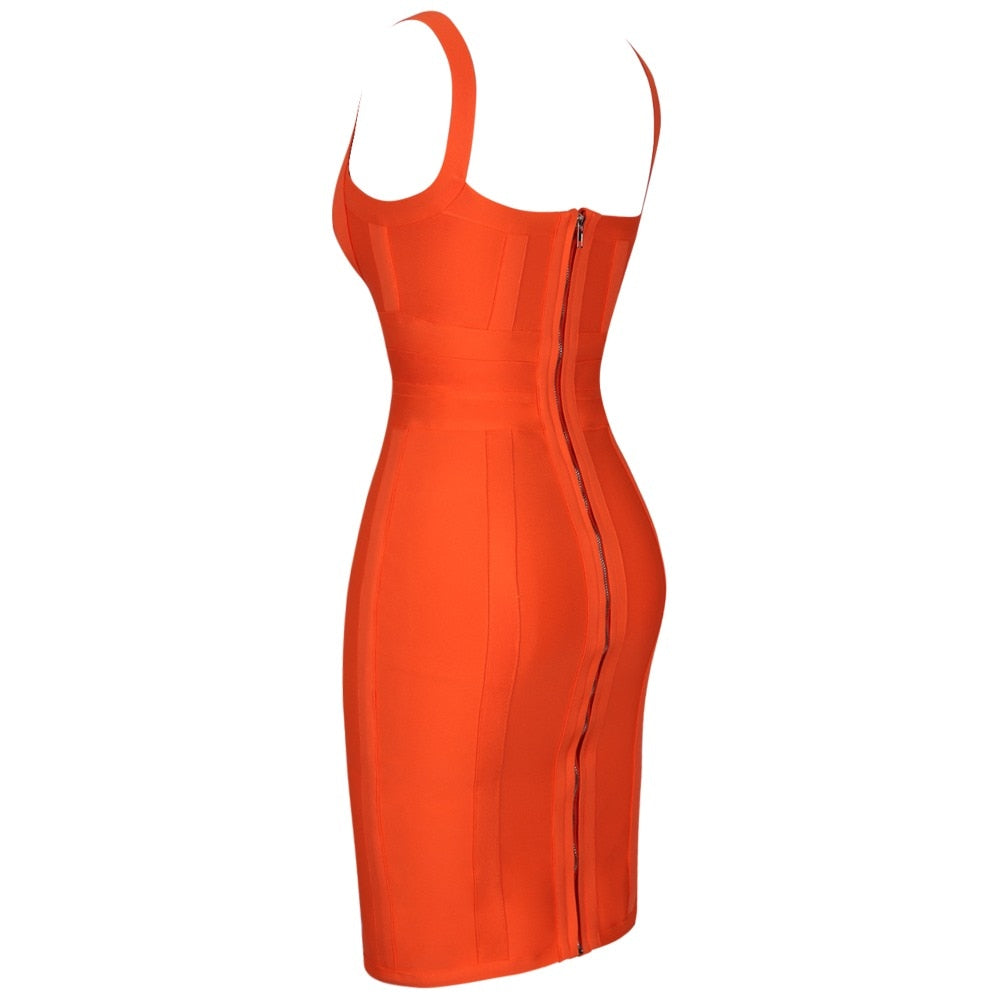 V-Neck Wide-Strap Bandage Bodycon Mini Dress 20