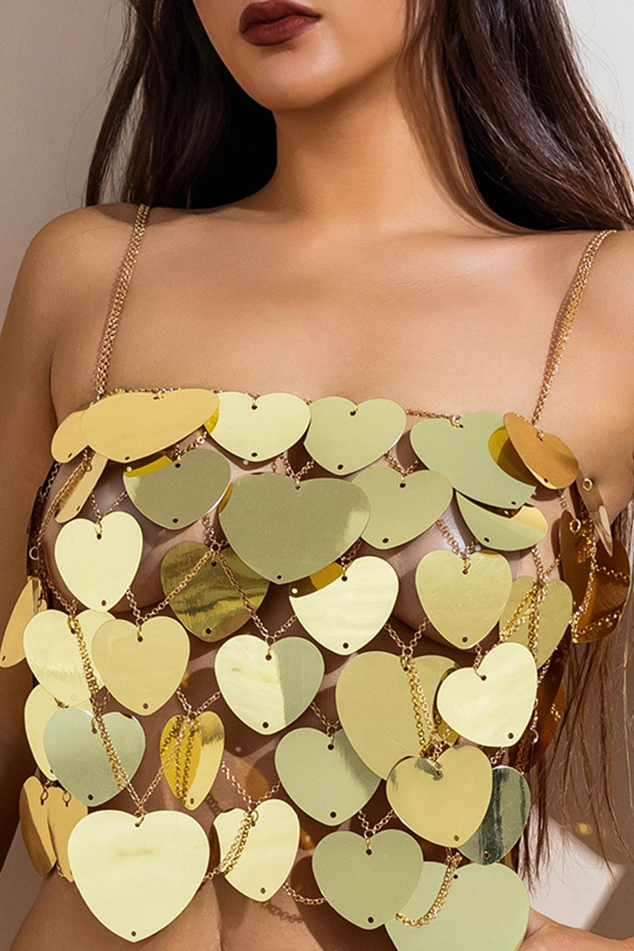 Heart Shaped Sequin Body Chain