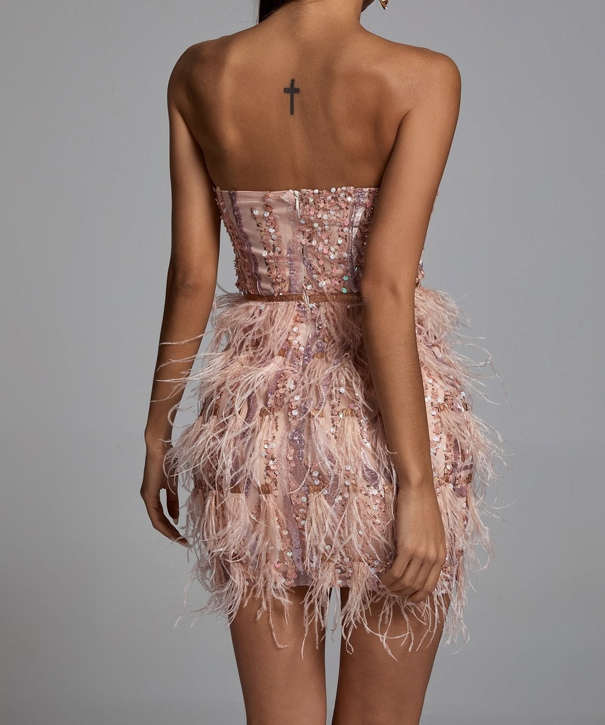 Backless Feathers Cocktail Party Dresses 10