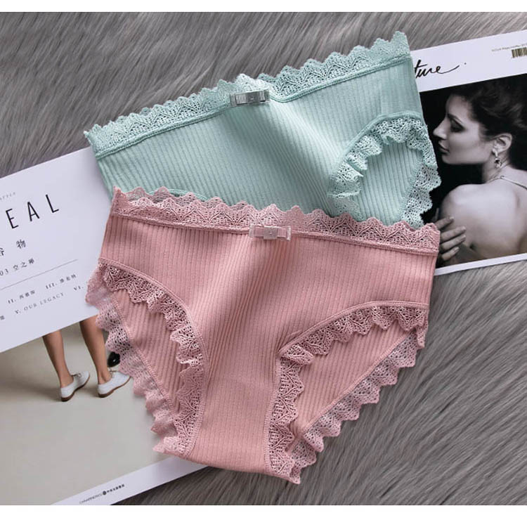 3pcs Lace Panties Underwear Seamless Cute Bow Briefs Soft Comfort Lingerie Female Underpant